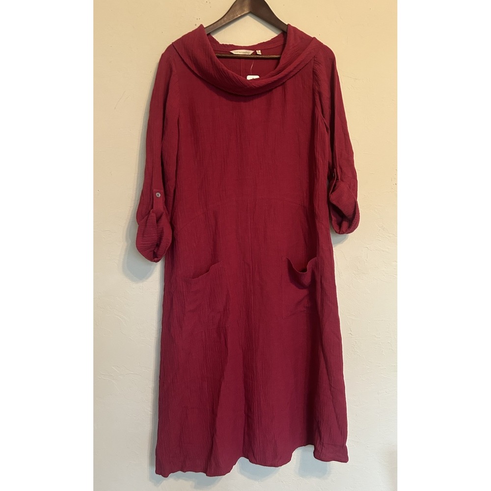Soft Surroundings Everly Gauze Midi Dress M NWT Pink‎ Lagenlook Resort Oversized